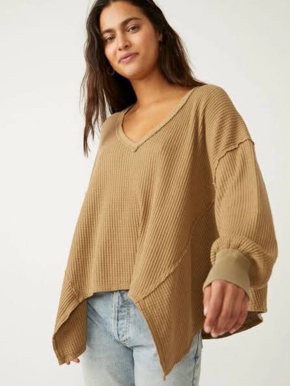 We The Free Coraline Thermal Long Sleeve Top in Olive Taupe